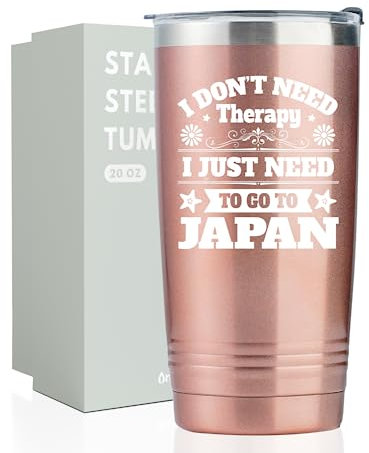 Onebttl Japanese Gifts for Men Women, Japanese Themed Travel Gifts for Friends, 20oz Stainless Steel Insulated Tumbler with Lid and Straw - I Just Need to Go to Japan