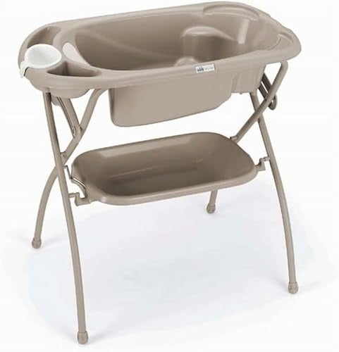 CAM C525-v18 BabyBagno Bañera con soporte Beige de 0 a 12 meses, patas de soporte y tapón para drenar el agua, bañera recién nacida para bebé, bañera portátil para bebé, fabricada en Italia