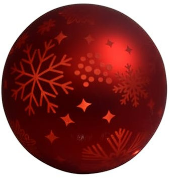 CHICCIE LED Kugel mit Schneeflocken 12cm warmweiß aus Glas rot - Weihnachtskugel