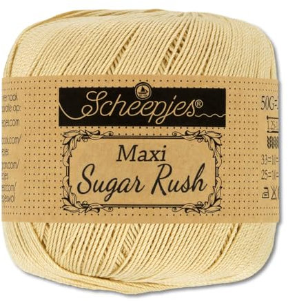 Frida's Wollhaus Scheepjes 50 g Maxi Sugar Rush Häkelgarn Filethäkeln Baumwolle 87 Farben (404 | English Tea)