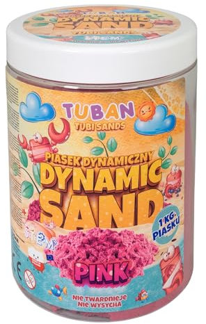 TUBAN Arena dinámica 1 kg – 1000 g – Arena cinética – Juguete de arena de juego – para niños – Promueve la motricidad fina – No se seca – Color rosa