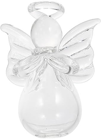 LIFKOME 1stk Glasverzierungen Engel Hängend Deko Mit Flügelstatue Glas-Engel-Ornament Puppenanhänger Engelsstatue Aus Glas Kristallfiguren Mini Engel Aus Glas Modell Glasflasche Zubehör