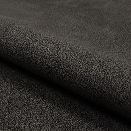 Fabreco CAYON Polsterstoff in Leder-Optik Meterware 140 cm breit, 100% Polyester, Gewicht 380 g/lfm, Nubukleder-Imitat für Sofakissen, Polsterbezüge und Sitzkissen - Braun 29