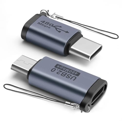 BORLTER CLAMP Adaptateur USB C vers Micro USB, Paquet de 2, OTG pour Ordinateur Portable, Tablette, Smartphone et Plus
