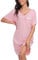 Vlazom Chemises de Nuit Femme Robe de Nuit à Manches Courtes Vêtement de Nuit Col en V Ete Bordure en Dentelle，Rose，S