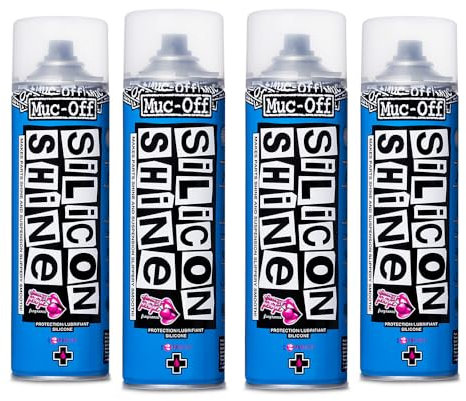 Muc-Off Silicon Shine 500 ml, 4pk - Innovativo Spray Lucidante per Biciclette, Riduce l'Attrito e Dona una Finitura Lucida - Lucido per Biciclette di Tutti i Tipi