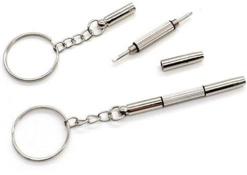 Glasses Screwdriver,2 Pcs Sunglasses Screwdriver Glasses Repair Kit Mini Screwdriver Tool 4-in-1 Hand Tool Kit with Keychain,Multifunction Eyeglass Screwdriver Watch Repair Kit Jewelry Screwdriver