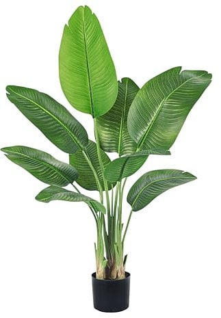 Arbre Artificiel 120m Oiseau du Paradis, Plante Artificielle PE Bananier Artificiel, Fausse Plante Interieur, Palmier Tropical Faux Arbre Vert avec Pot pour Decoration Maison Salon Chambre