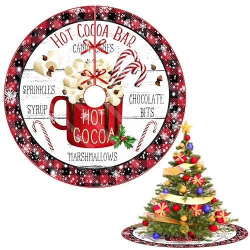 Jupe de Sapin de Noel Rouge,Cache Pied Sapin de Noel Rond Doux,76 cm Jupe Sapin de Noël,Tapis Sapin Noel en Polyester Cache Sapin,Christmas Tree Skirt pour Arbre de Noel Decoration