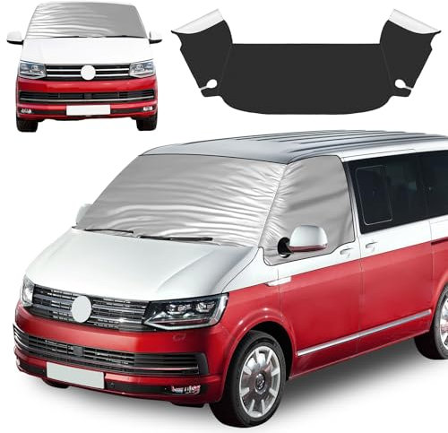 comeder Frontscheibenabdeckung für VW Transporter T6, Auto Windschutzscheiben Abdeckung für VW T6, 600D Oxford Wasserdicht Frontscheibe Sonnenschutz Anti Frost Ice Staub Wrap Cover (210D-VW T6)