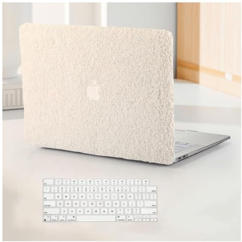 BYCeKe Kompatibel mit MacBook Air 15 Hülle 2025-2023 M4 A3241 M3 A3114 M2 A2941,Hülle Kompatibel mit Mac 15 M4, Plastik Laptop-Schale Case Schutzhülle & Tastaturschutz für Mac Air 15, Plüsch Beige