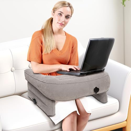 Reading Pillow for Gaming,Gaming Pillow For Lap in Bed Adult,Portable Inflatable Gaming Pillow,Hight Adjustable Lap Desk Pillow for Reading,Playing Games,Working,or Sitting in Bed Floor Sofa(Grey)