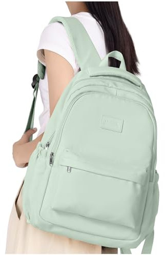 HYC00 Zaino da Scuola Superiore Media Ragazza Casual Zainetto Università Donna Zaini Scuola Media Ragazza Zaino Scolastici Superiori Impermeabile Zaini Porta pc 14 Pollici School Backpack,Verde Chiaro