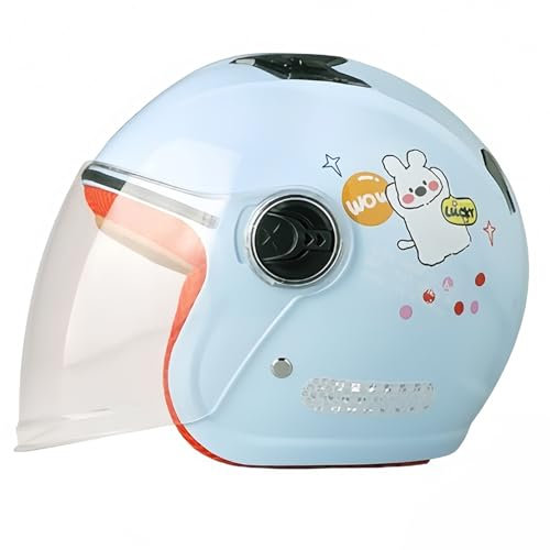 Casque De Moto pour Enfants, Casques Jet avec Pare-Soleil, Casque De Vélo Homologué ECE, Joli Demi-Casque De Scooter, Cyclomoteur Léger, Adapté Aux Enfants Âgés De 4 À 12 Ans C,50-55cm