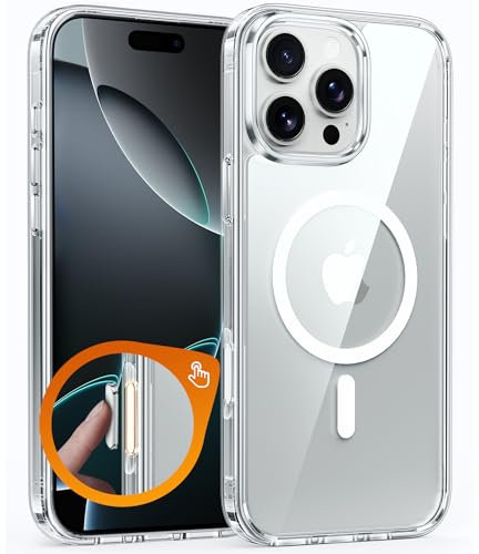 FNTCASE for iPhone 16 Pro Case: Support Camera Control Capture Magnetic Military Grade Drop Protection Anti Yellowing Cell Phone Cover - Rugged Shockproof Transparent Cases(Clear - Camera Control)