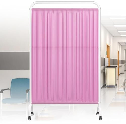 Yqyc Freistehender Paravent Raumteiler Innen, Paravent Raumteiler, Einteilige Stehende Türtrennwand mit Rädern, für Zuhause Büro Terrasse(Pink)