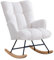 XH.Easy Go Rocking Chair Nursery Teddy Upholstered Glider Rocking Accent Chairs Padded Seat with Rubber Wood Legs Armchair Comfy Side Chair for Living Room Bedroom Offices (White Teddy)