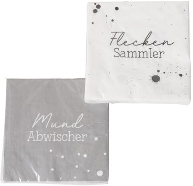 2 x 20 Servietten 'Fleckensammler & Mundabwischer' weiß, grau