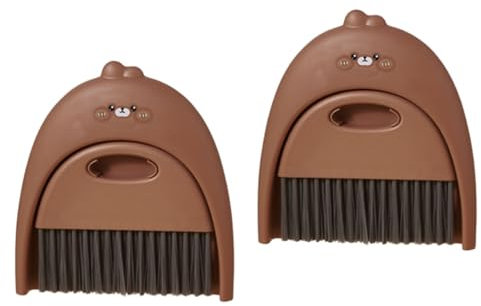 ABOOFAN 2 Sätze putzset reinigungsset Miniaturbesen kinderspielsachen Reiniger Leistung Auto kleine Bürste und Kehrschaufel entzückende Mini-Kehrschaufel Plastik Light Brown