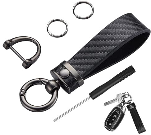 AzureRay Schlüsselanhänger für Auto aus Mikrofaserleder, Autoschlüsselanhänger für Männer, Schlüsselanhänger mit D-Ring, edel designter & verlustsicher, Geschenk für Mann
