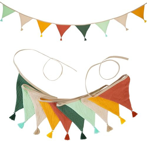 2.6m Wimpelkette Outdoor, Wetterfest, Vielseitig, Farbenfroh, Kinderzimmer Deko, Charmante Wimpelkette Kinderzimmer, Ideale Wanddeko Kinderzimmer, Perfekt für Geburtstage