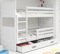 Interbeds Etagenbett Hochbett Stockbett Holzbett Kiefernholz Kinderbett Jugendbett mit Lattenrost und Rausfallschutz (weiß +weiße Schublade, 190x90)