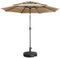 Yaheetech 3-Tier Patio Parasol with Base, 10ft Vented Outdoor Table Umbrella with Push Button Tilt, Crank and 8 Sturdy Ribs, Outdoor Umbrella w/Base Included Heavy Duty, Tan