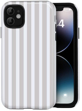 Amzfield Hülle für iPhone 11, Hybrid, Niedliches, Gestreiftes Muster, Weiß | Handyhülle Schutzhülle Gestreiftes Muster für Frauen Mädchen, Stoßfest Kameraschutz Doppelschichtigem Hybrid-Schutz Niedlich