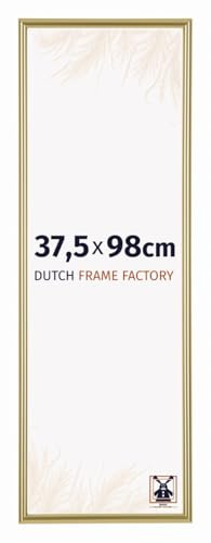 Dutch Frame Factory - Bilderrahmen 37,5x98 cm Gold - Kunststoff | Antireflex-Acrylglas aus Kunststoff, Wandmontage, Geeignet für Fotos, Poster und Puzzles, Angers, Made in Holland
