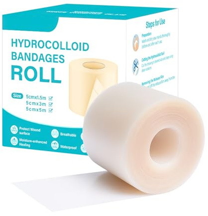 Hydrokolloid Bandagen, Flexible Feuchte Heilung Pflaster Roll, 5x3m Atmungsaktive Hydrokolloid Verband Für Pickel Zehen, Gesicht, Wundpflege, Männer,Frauen, Jugendliche, Sportler