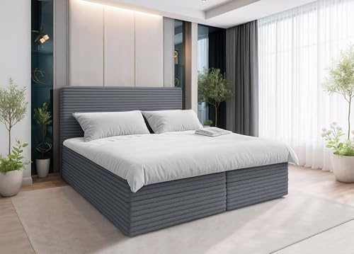 AXLIVING Grau Bett Sevdayla Boxspringbett mit Bettkasten 140x200 cm