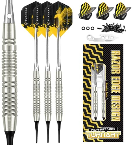 Turnart Dartpfeile mit Kunststoffspitze,18g Brass Softdarts,dartpfeile Profi für Elektronische Dartscheibe,Dart Set mit 30pcs Dartpfeil Spitzen 6 Flights 6 Flügen 1 Werkzeug und 3 O-Ringe | 18g Dartpfeile Profi für Elektronische Dartscheibe,Dart Set mit 30 pcs Dartpfeil Spitzen 6 Flights 1 Werkz