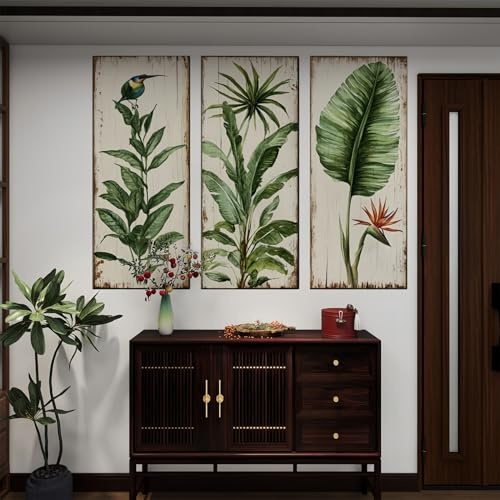 3Pcs Green Plant Wall Stickers | Potted Plant Waterproof Wall Art Stickers, Living Room Bedroom Bathroom Kitchen Office Decor(7.87x17.7inch)