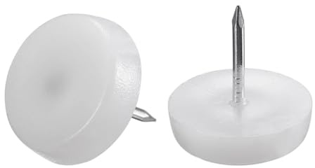 TOP-VIGOR 20Pcs Furniture Feet Nails, 20mm Nylon Furniture Glides Chair Leg Floor Protector Pad, furniture Sliders for Chairs Sofa Table - White