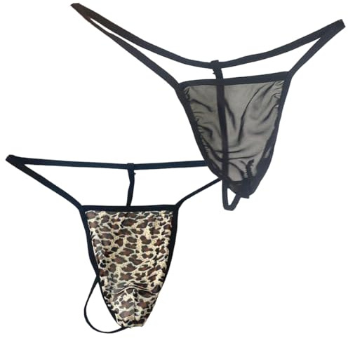 ROKZELT 2pcs String Homme, String Ficelle, Grande Taille String Homme Sexy Serpentine Hot Mini Tanga Taille Basse Bikini Strings Ficelle Ouverte String de Bain Slip Chic T-Back sous-vêtement