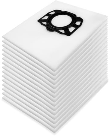 15 sacchetti filtro per aspirapolvere per Kärcher WD4, WD5, WD6, MV4, MV5, MV6, non tessuto 487, aspirapolvere umido e asciutto, dimensioni 42 x 49 cm (15)