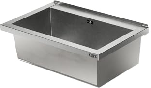 KUNe ALEVUM 65 - Ausgussbecken Edelstahl zur Wandmontage - Außenmaße 74 x 48 x 27,5 (BxTxH) cm
