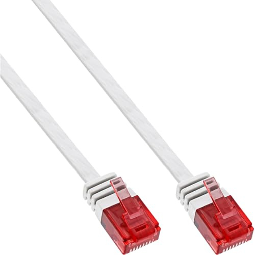 InLine Patchkabel flach, U/UTP, Cat.6, Weiss, 5m