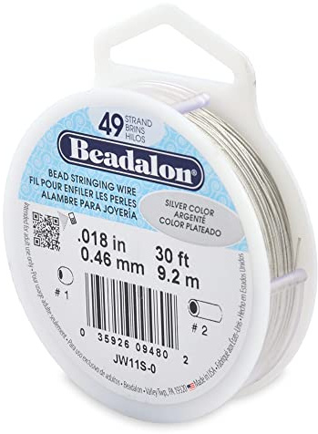 Beadalon 0.46 mm Diameter 9.2 m Reel 49 Strand Wire, Silver