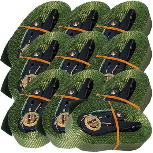 MGS SHOP 10 Zurrgurte mit Zurrratsche 6 m 0,8 t EN 12195-2 Zurrgurt 6 m