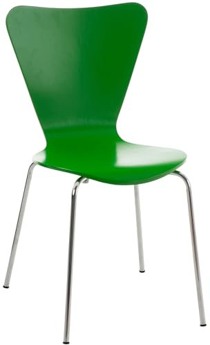 CLP Stapelstuhl Calisto I Konferenzstuhl Mit Holzsitz Und Stabilem Metallgestell, Farbe:grün