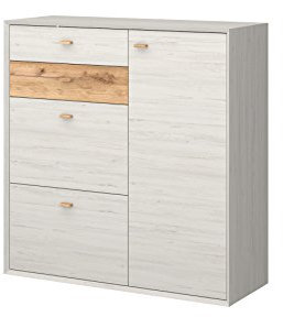 Germania 2343-247 Calvi Schuhschrank, Pinie-Weiß-Nb./Navarra-Eiche-Nb., 41 x 110 x 113 cm