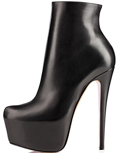elashe- Stivaletti Donna con Tacco - 15CM Scarpe col Tacco con Plateau - Classiche Stivaletti Donna Inverno Nero EU42