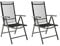 SONLEX 2er Set Klappstuhl Klappsessel Gartenstuhl Campingstuhl Liegestuhl – Sitzmöbel – klappbarer Stuhl aus Aluminium & Kunststoff - schwarz (Textilene) / anthrazit (Rahmen)