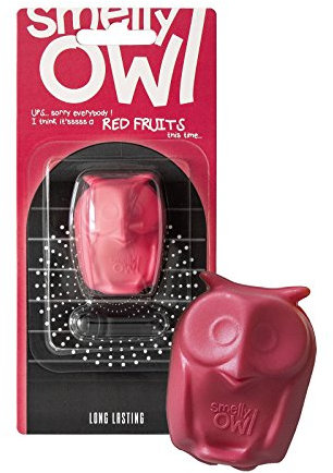 Smelly Owl Lufterfrischer fürs Auto, Dufteule zur Montage an jedem Lüftungsgitter +/-45 Tage Frische im Auto, Made in The EU (Rosa/Red Fruits)