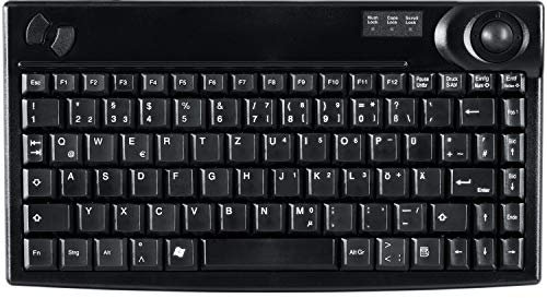 Active Key AK-440-TU-B/GE Kleine Trackball Tastatur, Industrie 4.0, USB Schwarz