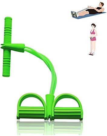 Qplcdg Fitness-Zugseil,Pedal Zugseil Körper 4 Tube Übungsgerät Bodybuilding Zugseil Bauchbein Oberschenkel Arme Muskeln Bauch. (Grün)