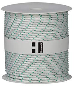 Hummelt® SilverLine-Rope Cuerda de lámina Cuerda de poliéster 6mm 50m blanco/verde en rollo
