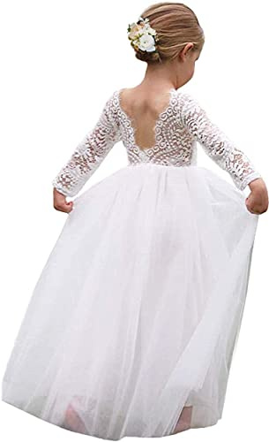 Flower Girl Dress for Toddler Baby Girls,Lace Tulle Dress for Wedding,Birthday Party,Photoshoot,Special Occasion