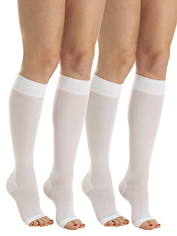 Relaxsan Antiembolism M0350A (2 Paare - Weiß, L) Thrombosestrümpfe Herren und Damen 18-23 mmHg, kompression kniestrümpfe Unisex, Klasse1